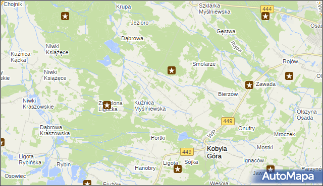 mapa Myślniew, Myślniew na mapie Targeo