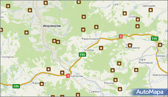 mapa Mysłów gmina Bolków, Mysłów gmina Bolków na mapie Targeo