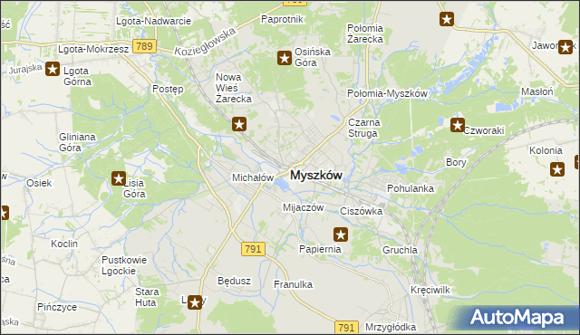 mapa Myszków, Myszków na mapie Targeo