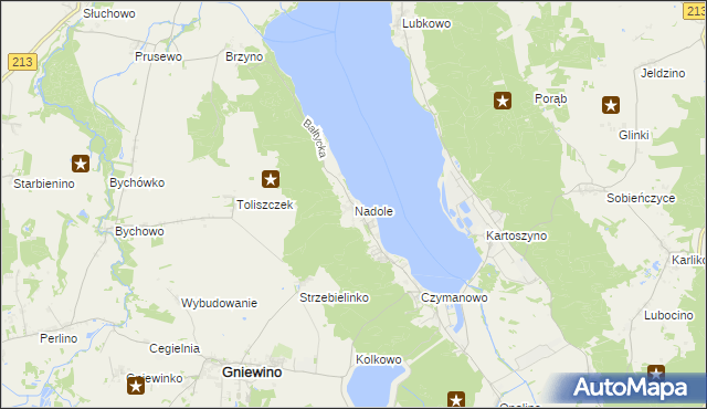 mapa Nadole gmina Gniewino, Nadole gmina Gniewino na mapie Targeo