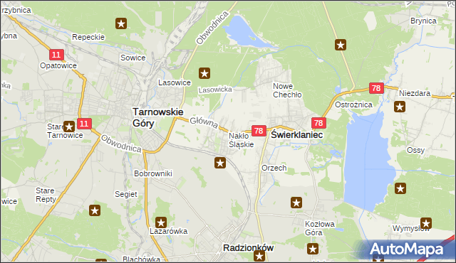 mapa Nakło Śląskie, Nakło Śląskie na mapie Targeo