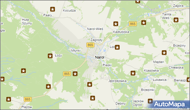 mapa Narol, Narol na mapie Targeo