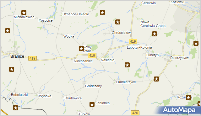 mapa Nasiedle, Nasiedle na mapie Targeo