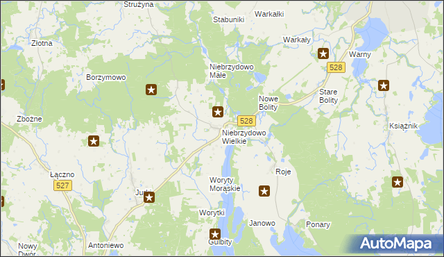 mapa Niebrzydowo Wielkie, Niebrzydowo Wielkie na mapie Targeo