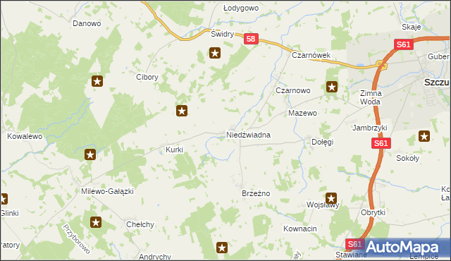 mapa Niedźwiadna, Niedźwiadna na mapie Targeo