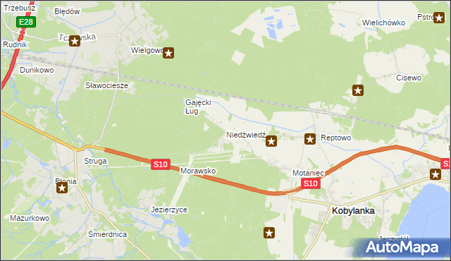 mapa Niedźwiedź gmina Kobylanka, Niedźwiedź gmina Kobylanka na mapie Targeo