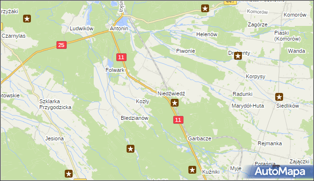 mapa Niedźwiedź gmina Ostrzeszów, Niedźwiedź gmina Ostrzeszów na mapie Targeo