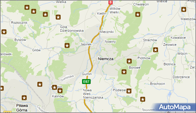 mapa Niemcza, Niemcza na mapie Targeo