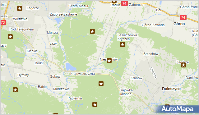 mapa Niestachów gmina Daleszyce, Niestachów gmina Daleszyce na mapie Targeo