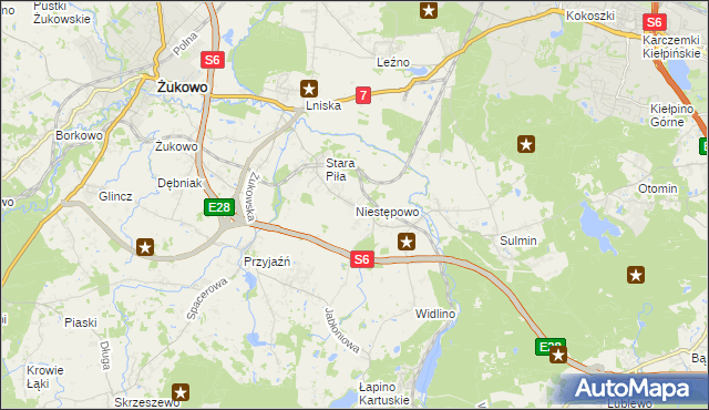 mapa Niestępowo, Niestępowo na mapie Targeo