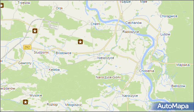 mapa Nieszczyce, Nieszczyce na mapie Targeo