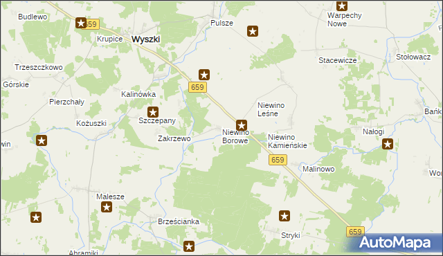 mapa Niewino Borowe, Niewino Borowe na mapie Targeo