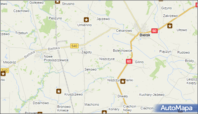 mapa Niszczyce, Niszczyce na mapie Targeo