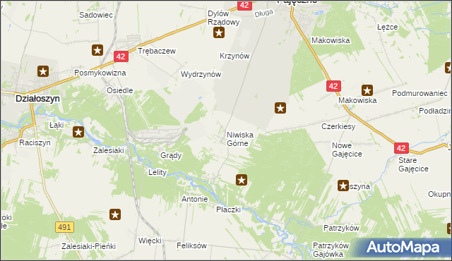 mapa Niwiska Górne, Niwiska Górne na mapie Targeo