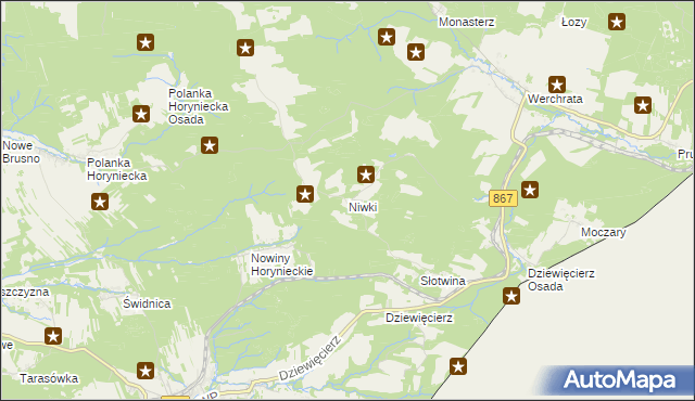 mapa Niwki gmina Horyniec-Zdrój, Niwki gmina Horyniec-Zdrój na mapie Targeo