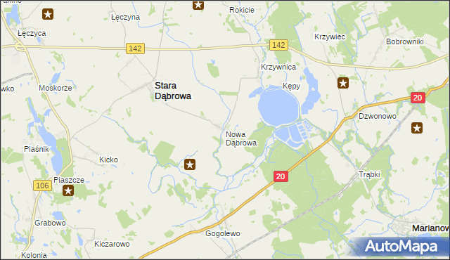 mapa Nowa Dąbrowa gmina Stara Dąbrowa, Nowa Dąbrowa gmina Stara Dąbrowa na mapie Targeo