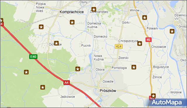 mapa Nowa Kuźnia gmina Prószków, Nowa Kuźnia gmina Prószków na mapie Targeo