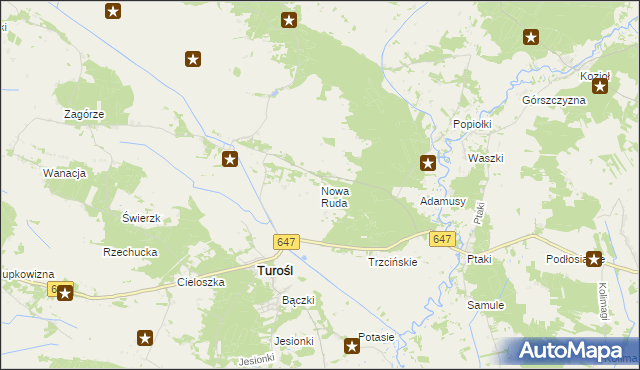mapa Nowa Ruda gmina Turośl, Nowa Ruda gmina Turośl na mapie Targeo