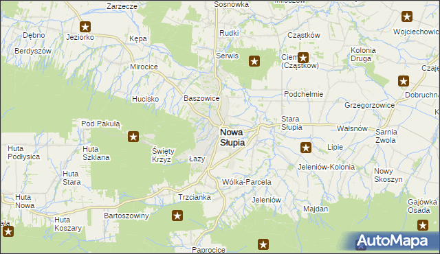 mapa Nowa Słupia, Nowa Słupia na mapie Targeo