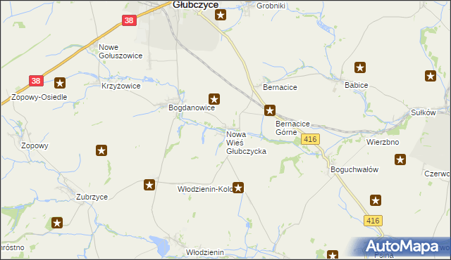 mapa Nowa Wieś Głubczycka, Nowa Wieś Głubczycka na mapie Targeo