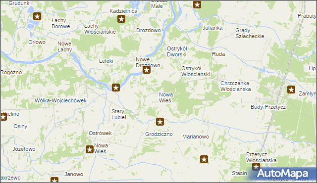 mapa Nowa Wieś gmina Długosiodło, Nowa Wieś gmina Długosiodło na mapie Targeo