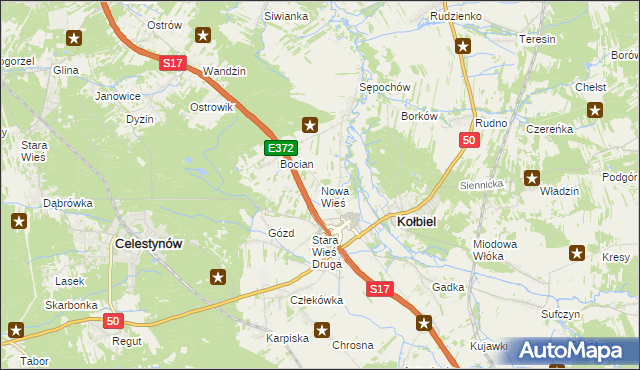 mapa Nowa Wieś gmina Kołbiel, Nowa Wieś gmina Kołbiel na mapie Targeo