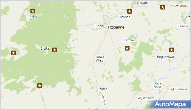 mapa Nowa Wieś gmina Trzcianne, Nowa Wieś gmina Trzcianne na mapie Targeo