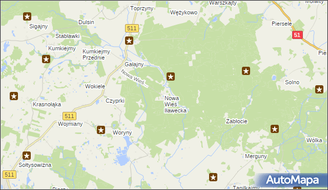 mapa Nowa Wieś Iławecka, Nowa Wieś Iławecka na mapie Targeo