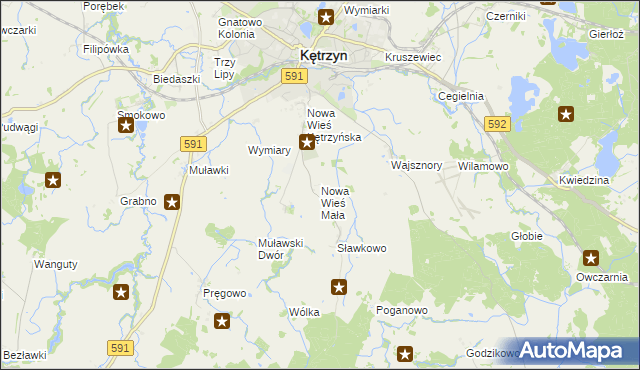 mapa Nowa Wieś Mała gmina Kętrzyn, Nowa Wieś Mała gmina Kętrzyn na mapie Targeo