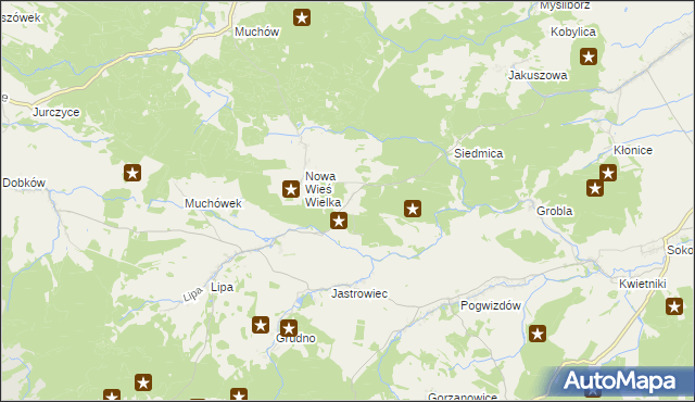 mapa Nowa Wieś Mała gmina Paszowice, Nowa Wieś Mała gmina Paszowice na mapie Targeo