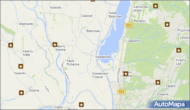mapa Nowakowo gmina Elbląg, Nowakowo gmina Elbląg na mapie Targeo