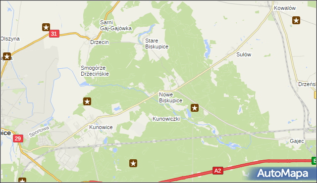 mapa Nowe Biskupice gmina Słubice, Nowe Biskupice gmina Słubice na mapie Targeo