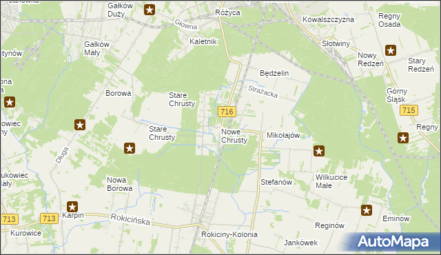 mapa Nowe Chrusty, Nowe Chrusty na mapie Targeo