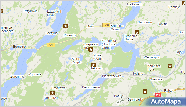 mapa Nowe Czaple gmina Stężyca, Nowe Czaple gmina Stężyca na mapie Targeo