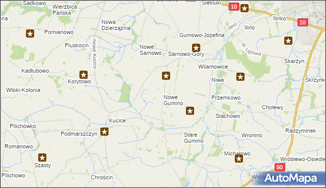 mapa Nowe Gumino, Nowe Gumino na mapie Targeo