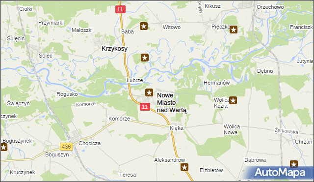 mapa Nowe Miasto nad Wartą, Nowe Miasto nad Wartą na mapie Targeo
