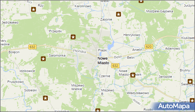 mapa Nowe Miasto powiat płoński, Nowe Miasto powiat płoński na mapie Targeo