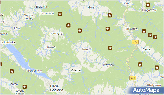 mapa Nowica gmina Uście Gorlickie, Nowica gmina Uście Gorlickie na mapie Targeo