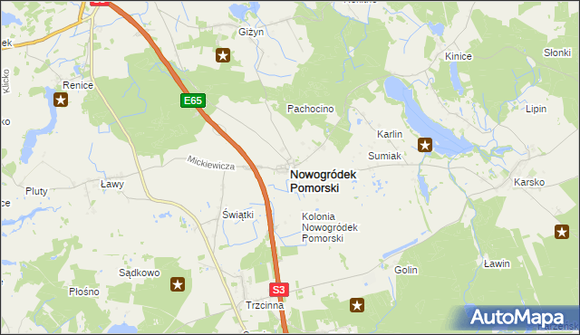 mapa Nowogródek Pomorski, Nowogródek Pomorski na mapie Targeo