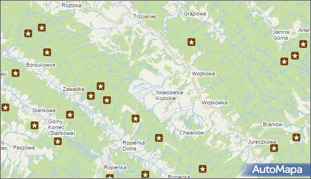 mapa Nowosielce Kozickie, Nowosielce Kozickie na mapie Targeo