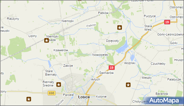 mapa Nowosielec gmina Łosice, Nowosielec gmina Łosice na mapie Targeo