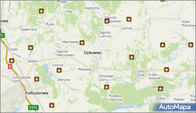 mapa Nowy Dzikowiec, Nowy Dzikowiec na mapie Targeo