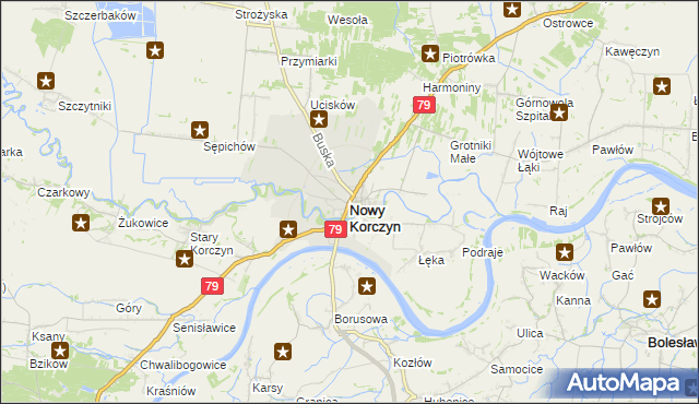 mapa Nowy Korczyn, Nowy Korczyn na mapie Targeo