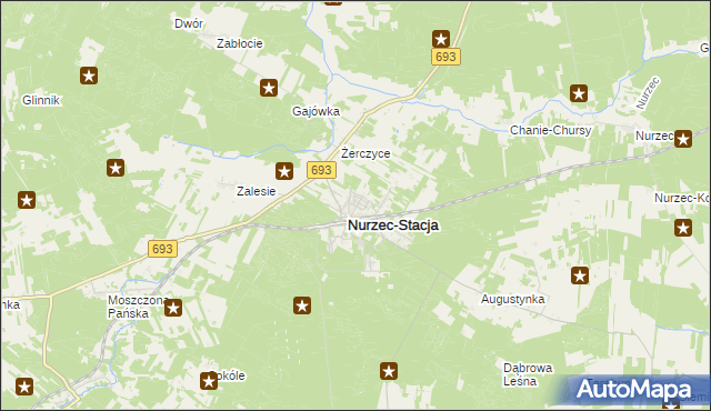 mapa Nurzec-Stacja, Nurzec-Stacja na mapie Targeo