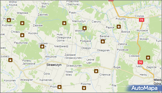 mapa Oblęgór, Oblęgór na mapie Targeo