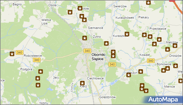 mapa Oborniki Śląskie, Oborniki Śląskie na mapie Targeo