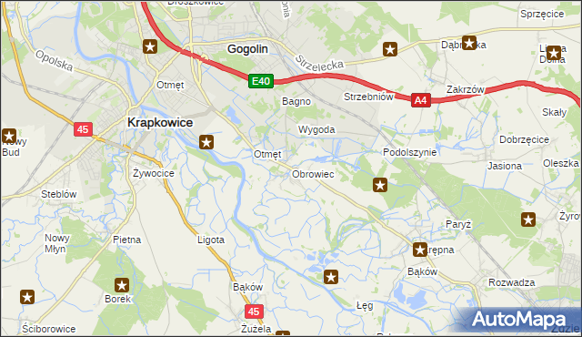 mapa Obrowiec gmina Gogolin, Obrowiec gmina Gogolin na mapie Targeo