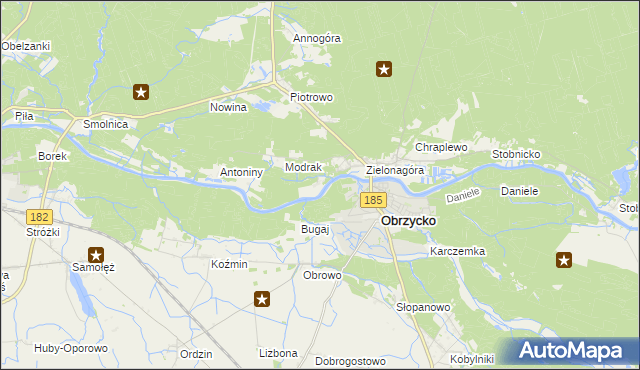 mapa Obrzycko-Zamek, Obrzycko-Zamek na mapie Targeo