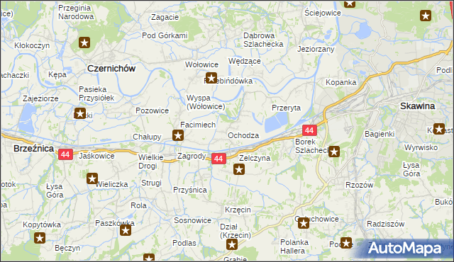 mapa Ochodza gmina Skawina, Ochodza gmina Skawina na mapie Targeo