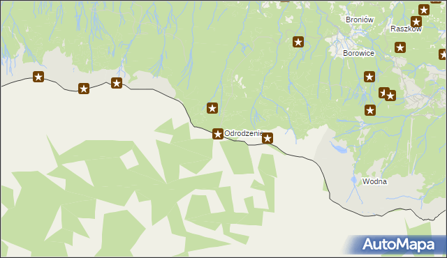 mapa Odrodzenie gmina Podgórzyn, Odrodzenie gmina Podgórzyn na mapie Targeo